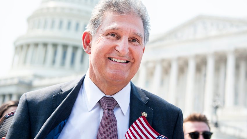 Sen. Joe Manchin, D-W.Va., talks with reporters after a remembrance ceremony on the east front steps of the U.S. Capitol for the 20th anniversary of the 9/11 terrorist attacks on Monday, September 13, 2021.