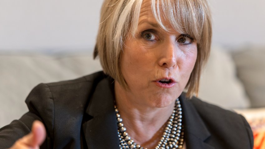 Michelle Lujan Grisham, governor of New Mexico, speaks during an interview at her office in Santa Fe, New Mexico, U.S., on Thursday, Aug. 8, 2019. Lujan Grisham is balancing her concern over the catastrophic effects of climate change with the state’s extraordinary dependence on oil and gas. Photographer: Steven St John/Bloomberg via Getty Images