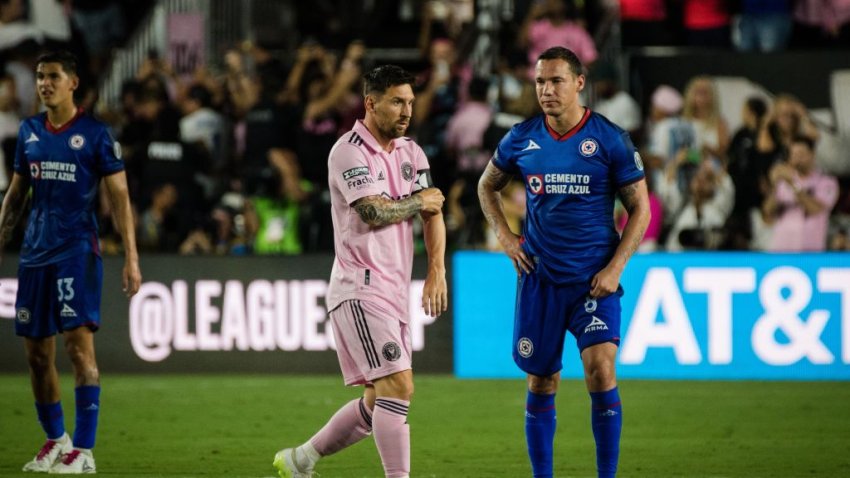 FLORIDA, UNITED STATES – JULY 21: Messi of Inter Miami CF gestures during the Leagues Cup 2023 match between Inter Miami CF and Cruz Azul at DRV PNK Stadium in Fort Lauderdale, Florida, on July 21, 2023. (Photo by Arturo Jimenez/Anadolu Agency via Getty Images)