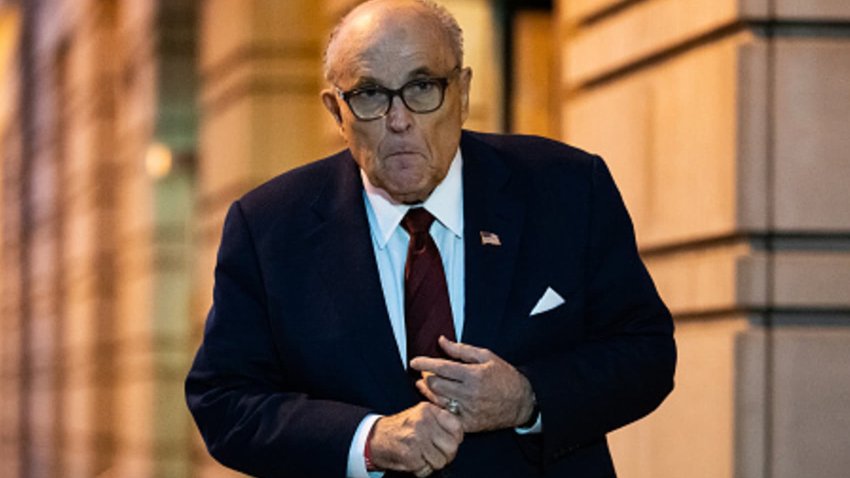 Rudy Giuliani, the former personal lawyer for former U.S. President Donald Trump, departs the E. Barrett Prettyman U.S. District Courthouse on December 11, 2023 in Washington, DC.