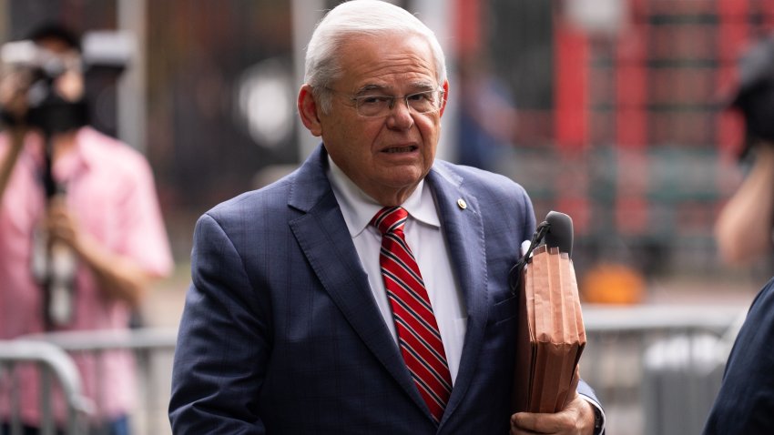 NEW YORK, NEW YORK – JULY 12: U.S. Sen. Bob Menendez (D-NJ) arrives for his federal bribery case in Manhattan federal court on July 12, 2024 in New York City. Menendez and his wife Nadine are accused of taking bribes of gold bars, a luxury car, and cash in exchange for using Menendez’s position to help the government of Egypt and other corrupt acts according to an indictment from the Southern District of New York. The trial is expected to go to the jury any day. (Photo by Adam Gray/Getty Images)