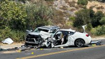 A photo of the crash on Carroll Road involving a sedan and a Toyota SUV