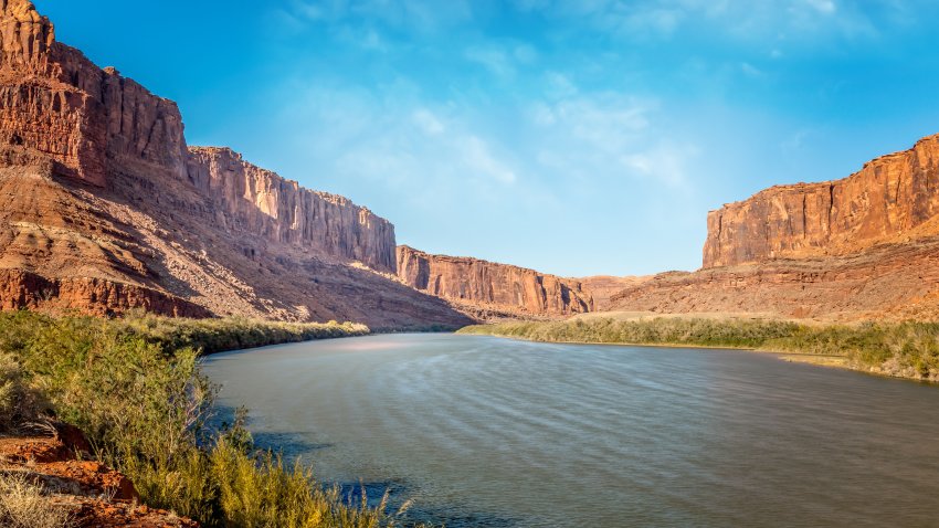 The tranquil Colorado river close to the Arches National Park in Utah