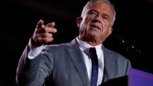 Robert F. Kennedy Jr. speaks during a campaign rally for Donald Trump