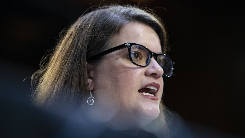 Maggie Toulouse Oliver, New Mexico secretary of state, speaks during a Senate Judiciary Committee hearing in Washington, D.C., US, on Wednesday, Aug. 3, 2022. Federal prosecutors have charged five people with threatening election workers since the Justice Department launched a task force on the issue last summer, according to testimony prepared for the committee hearing. Photographer: Al Drago/Bloomberg via Getty Images