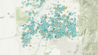 Mapa interactivo en la página de APD que muestra cifras de crimen por zona en Albuquerque.