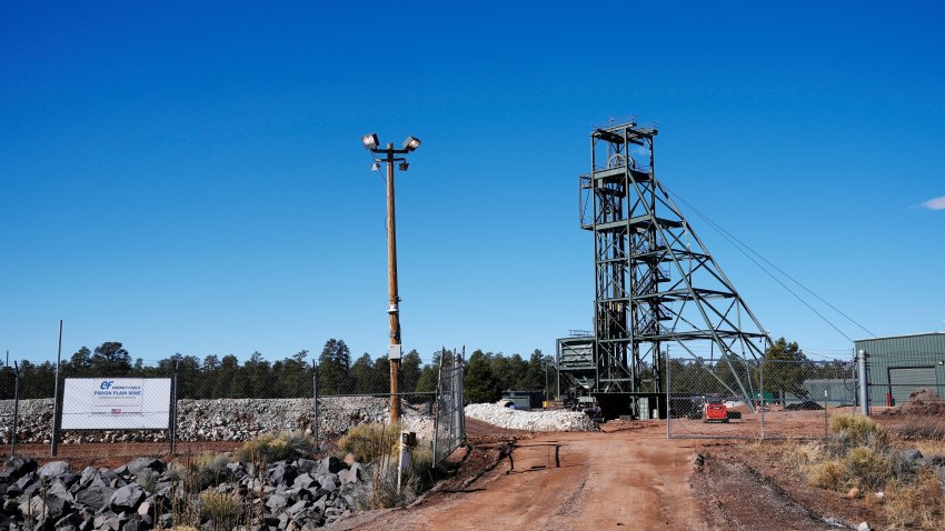 FILE – The front entrance at the Energy Fuels Inc. uranium Pinyon Plain Mine is shown on Wednesday, Jan. 31, 2024, near Tusayan, Ariz.  (AP Photo/Ross D. Franklin, File)