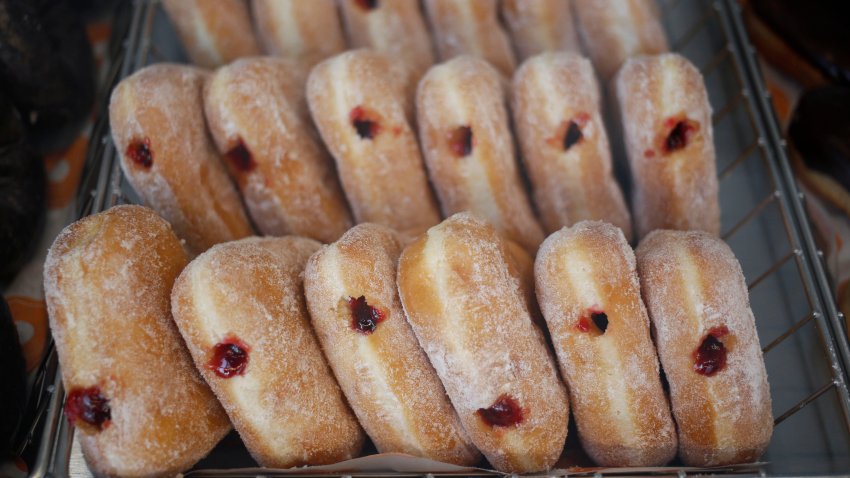 Jelly donuts are displayed for sale inside a Dunkin’ location in Mount Washington, Kentucky, U.S., on Thursday, Jan. 30, 2020. Dunkin’ Brands Group Inc. is scheduled to release earnings figures on Feb. 6. Photographer: Luke Sharrett/Bloomberg via Getty Images