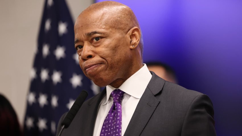 New York Mayor Eric Adams listens to questions from reporters during a press conference at the NYPD’s 40th Precinct on Feb. 20, 2025.