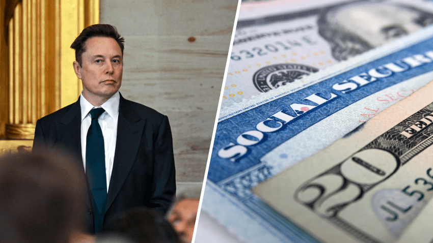 Foto de Elon Musk y una tarjeta del Seguro Social.