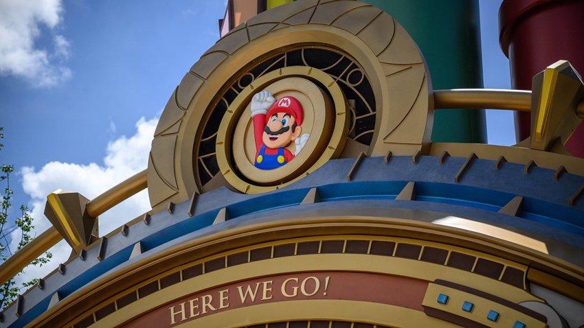The entrance portal to the Super Nintendo World area, at the Epic Universe theme park in Orlando, Florida, US, on Saturday, April 5, 2025. Epic Universe, the $7 billion attraction from Comcast Corp.’s Universal Resorts and Experiences division, offers five distinct lands and opens to the public on May 22. Photographer: Thomas Simonetti/Bloomberg via Getty Images