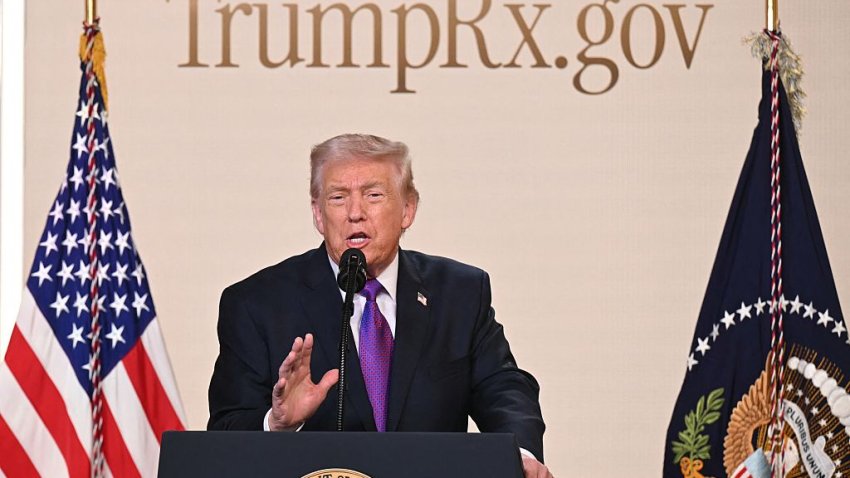 US President Donald Trump speaks to introduce the new TrumpRx website in the South Court Auditorium of the White House in Washington, DC, on February 5, 2026. The TrumpRx.gov website will serve as a central hub to help consumers find discounted prescription drugs by directing them to drugmakers’ direct-to-consumer sites. (Photo by SAUL LOEB / AFP via Getty Images)